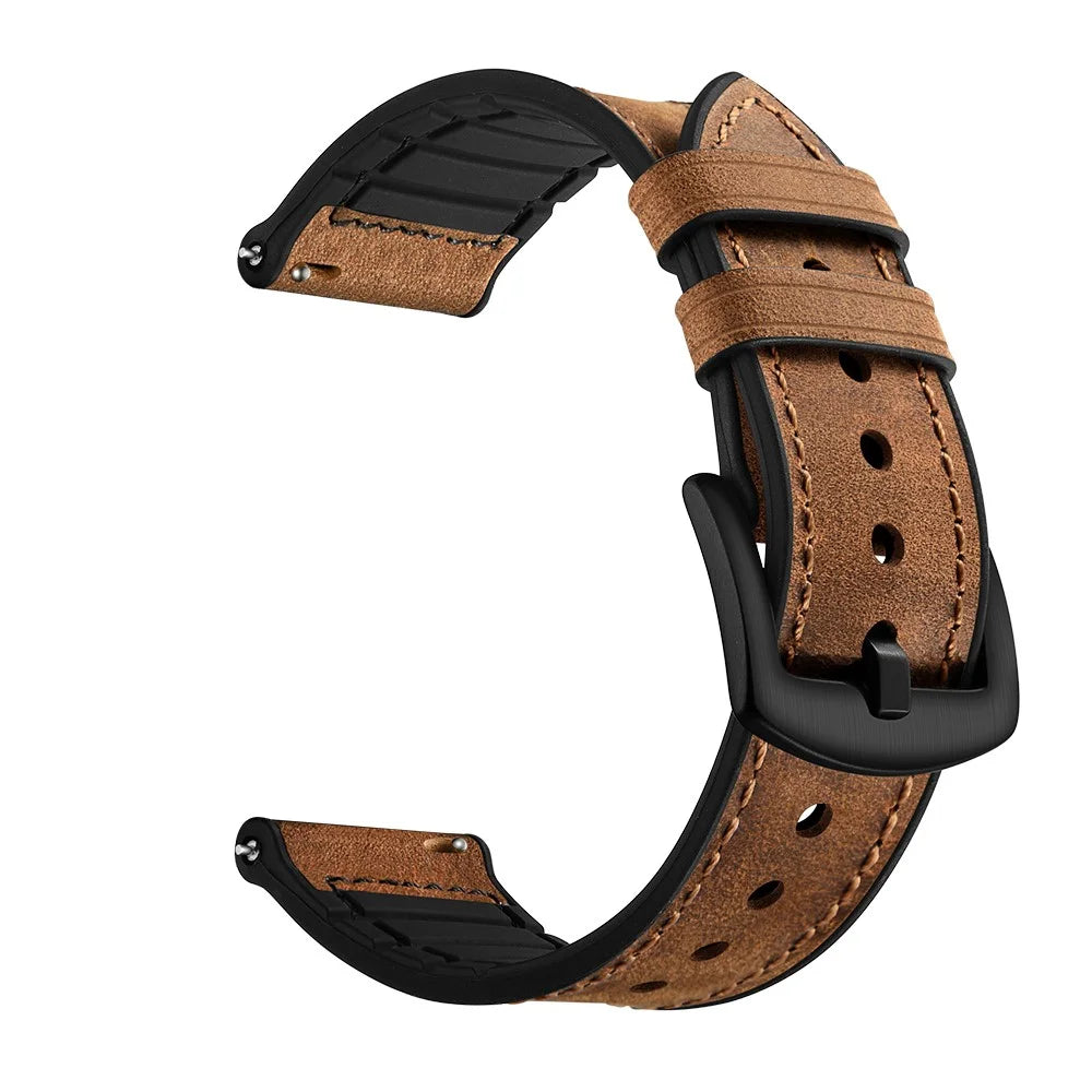 20mm Genuine Leather Coated Silicone Smart Watch Band for Garmin Vivoactive 3/Vivomove HR - 1