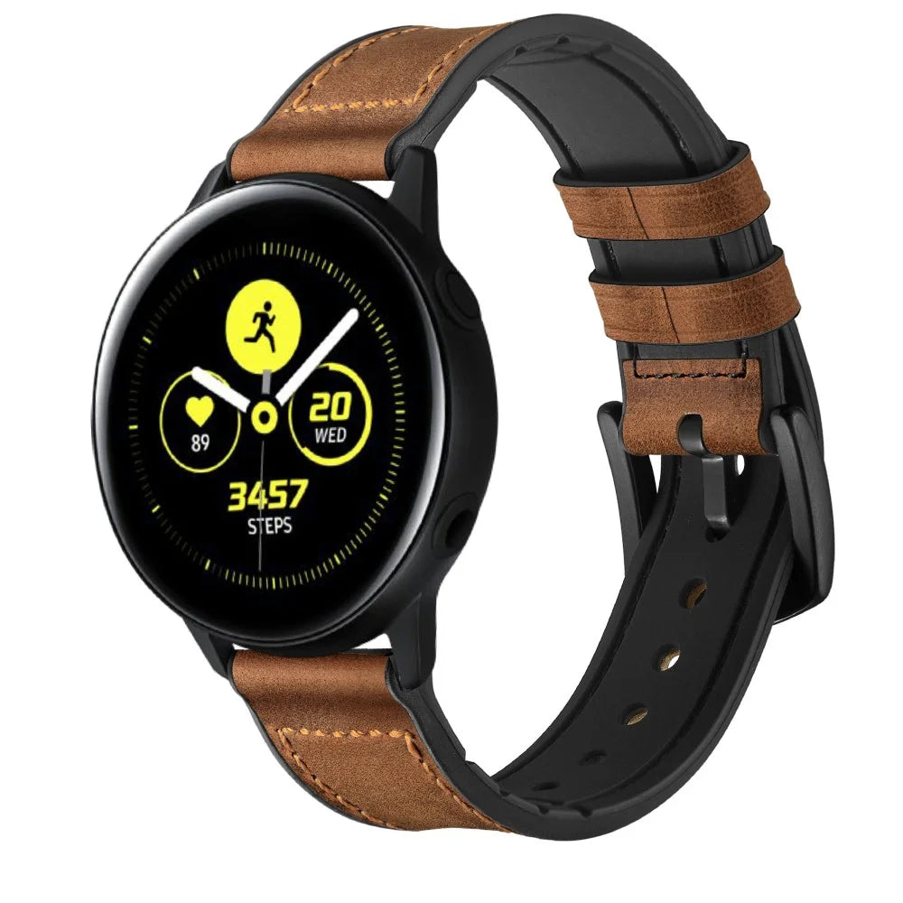 20mm Genuine Leather Coated Silicone Smart Watch Band for Garmin Vivoactive 3/Vivomove HR - 2
