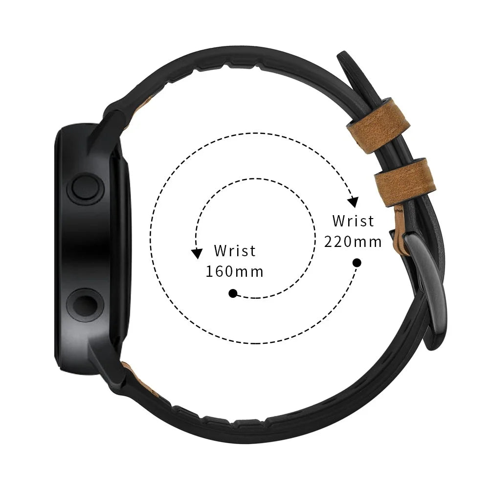 20mm Genuine Leather Coated Silicone Smart Watch Band for Garmin Vivoactive 3/Vivomove HR - 5