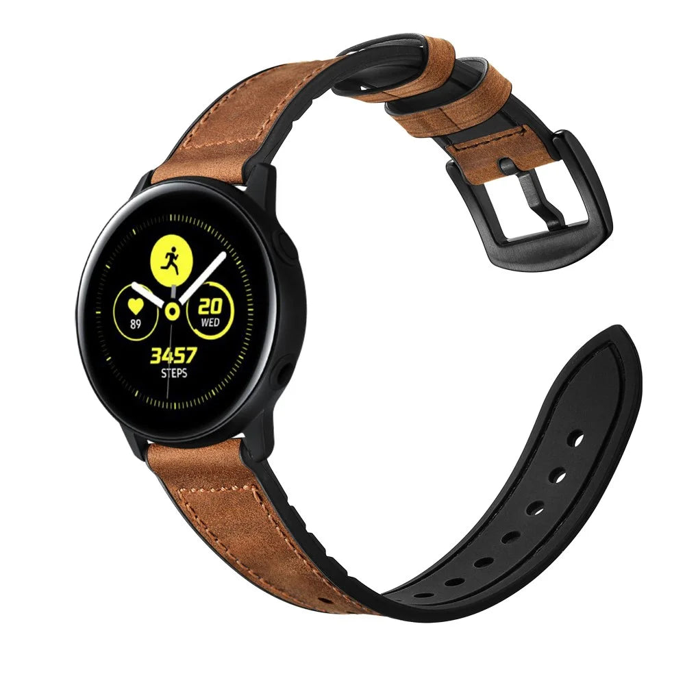 20mm Genuine Leather Coated Silicone Smart Watch Band for Garmin Vivoactive 3/Vivomove HR - 6