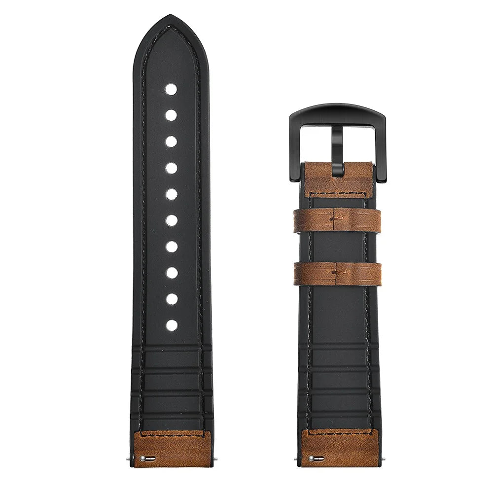 20mm Genuine Leather Coated Silicone Smart Watch Band for Garmin Vivoactive 3/Vivomove HR - 7