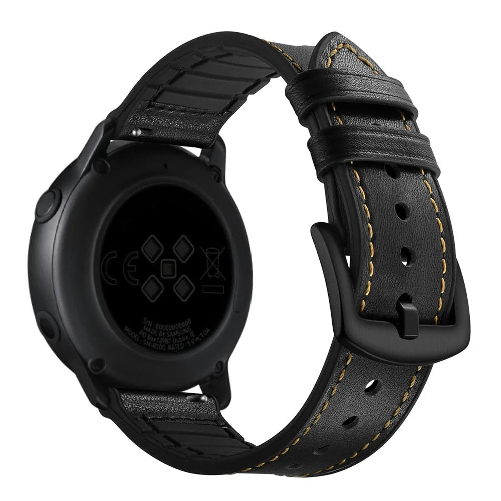 20mm Genuine Leather Coated Silicone Smart Watch Band for Garmin Vivoactive 3/Vivomove HR - Black - 3