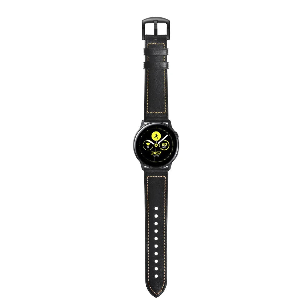20mm Genuine Leather Coated Silicone Smart Watch Band for Garmin Vivoactive 3/Vivomove HR - Black - 5