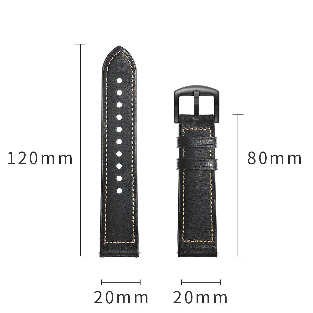 20mm Genuine Leather Coated Silicone Smart Watch Band for Garmin Vivoactive 3/Vivomove HR - Black - 6
