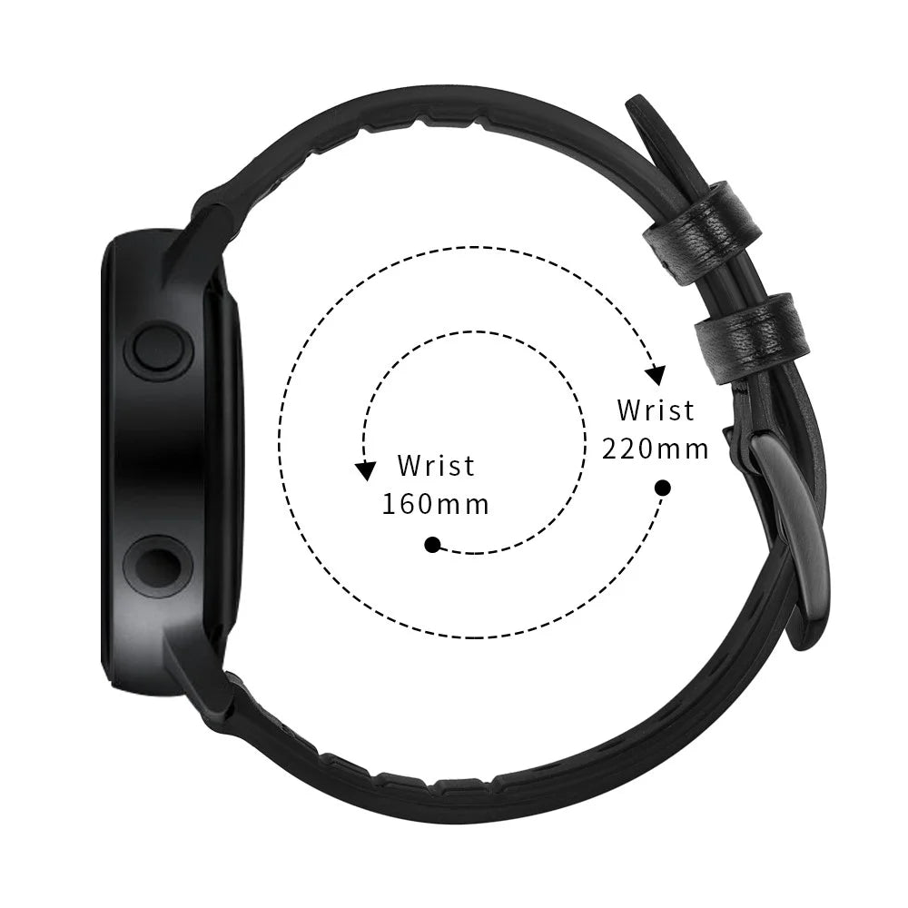 20mm Genuine Leather Coated Silicone Smart Watch Band for Garmin Vivoactive 3/Vivomove HR - Black - 7