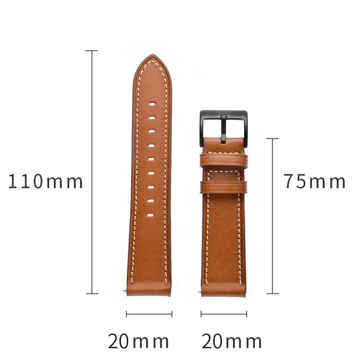 20mm Top-layer Genuine Leather Watch Strap Replacement for Garmin Vivoactive 3/Vivomove HR - Brown - 4