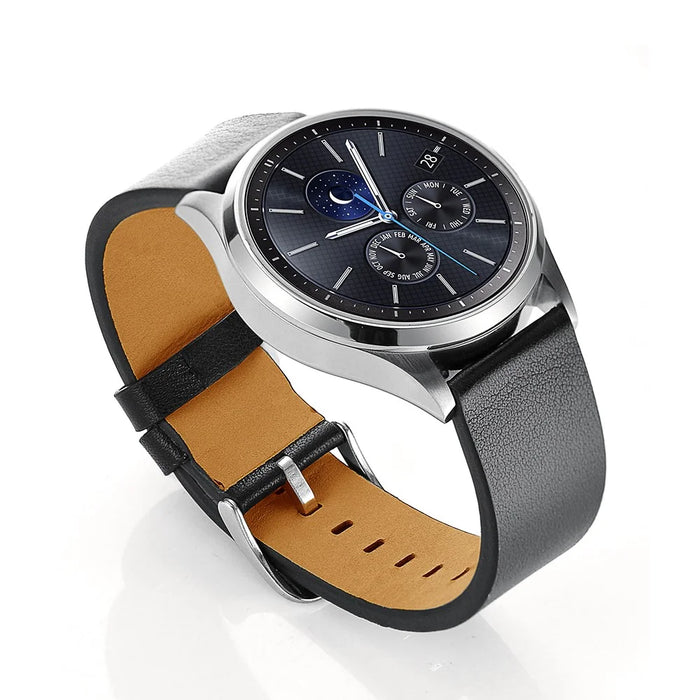 22mm Genuine Leather Smart Watch Band for Samsung Gear S3 Classic/Frontier - Black - 2