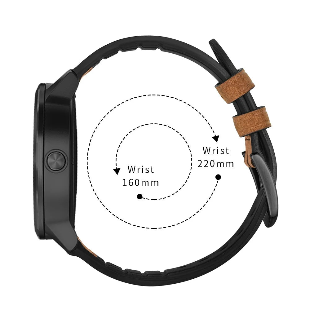 20mm Genuine Leather Coated Silicone Smart Watch Band for Garmin Vivoactive 3/Vivomove HR - 5