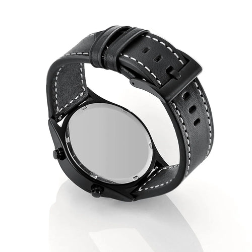 22mm Genuine Leather Watch Strap Replacement Band for Samsung Gear S3 Classic/S3 Frontier - Black - 1