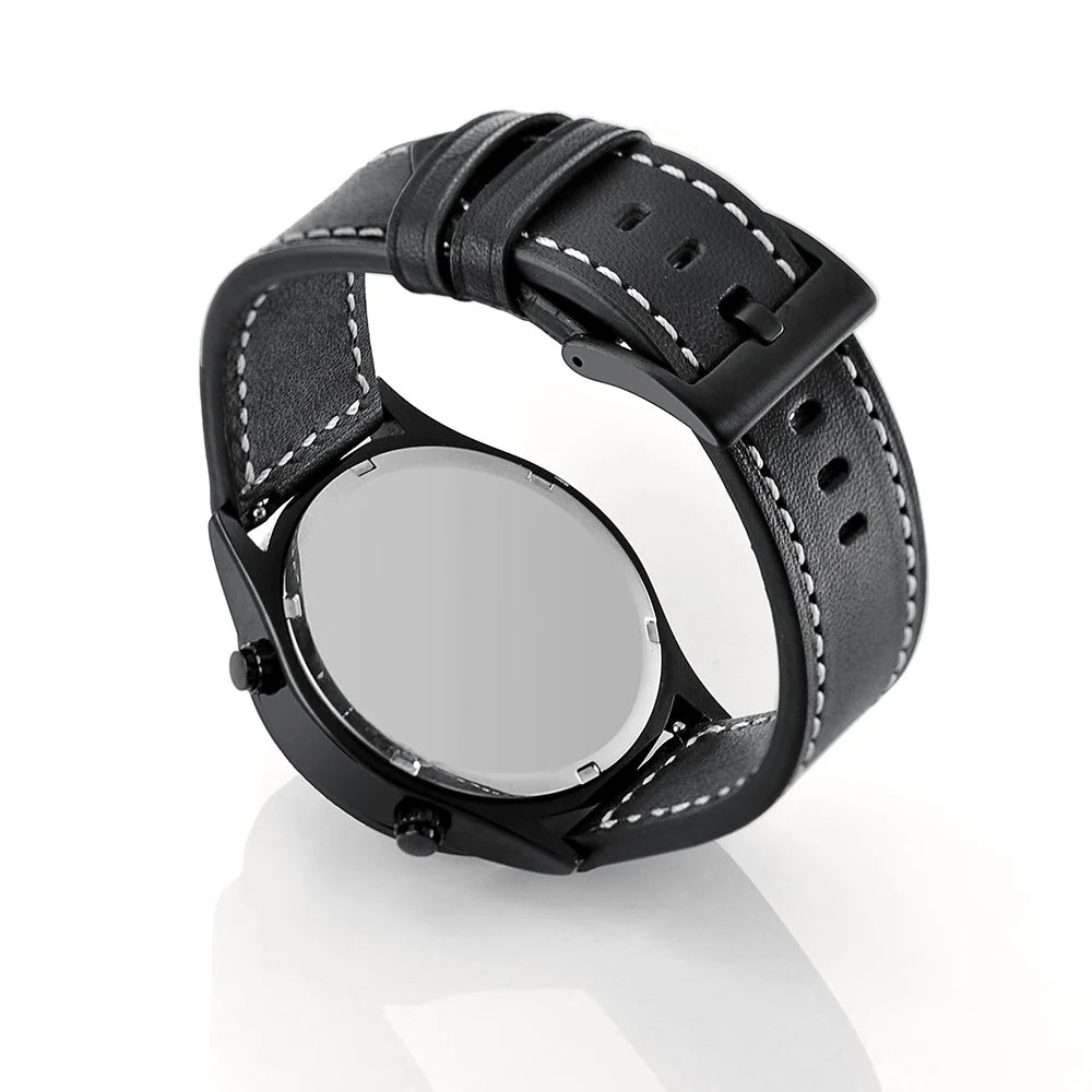 22mm Genuine Leather Watch Strap Replacement Band for Samsung Gear S3 Classic/S3 Frontier - Black - 1