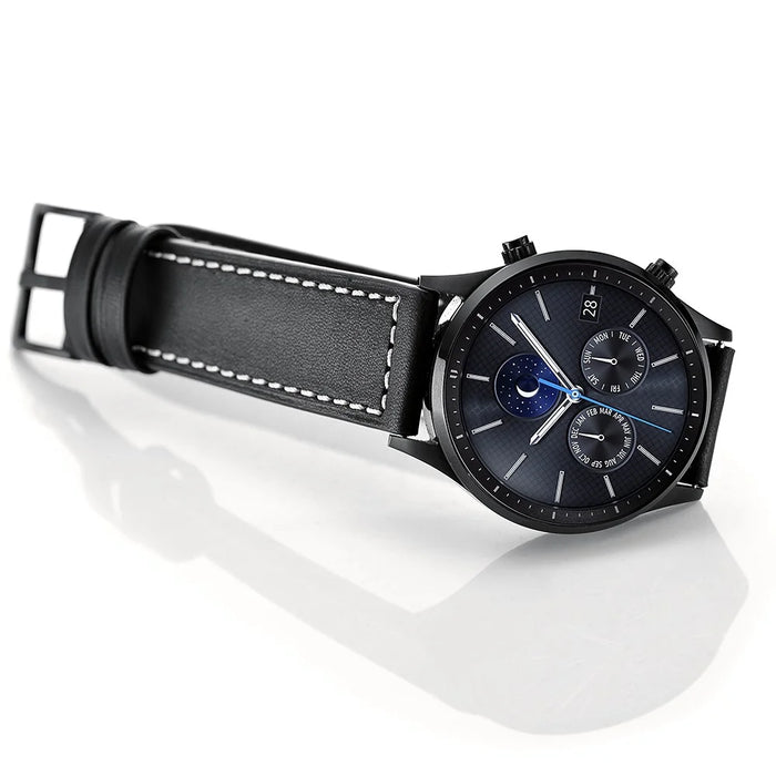 22mm Genuine Leather Watch Strap Replacement Band for Samsung Gear S3 Classic/S3 Frontier - Black - 3