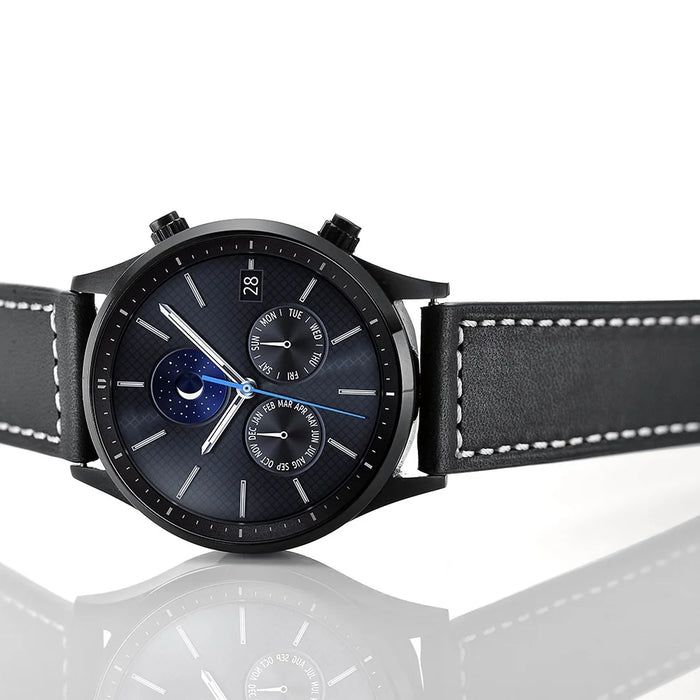 22mm Genuine Leather Watch Strap Replacement Band for Samsung Gear S3 Classic/S3 Frontier - Black - 5
