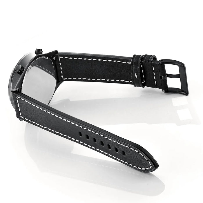 22mm Genuine Leather Watch Strap Replacement Band for Samsung Gear S3 Classic/S3 Frontier - Black - 6
