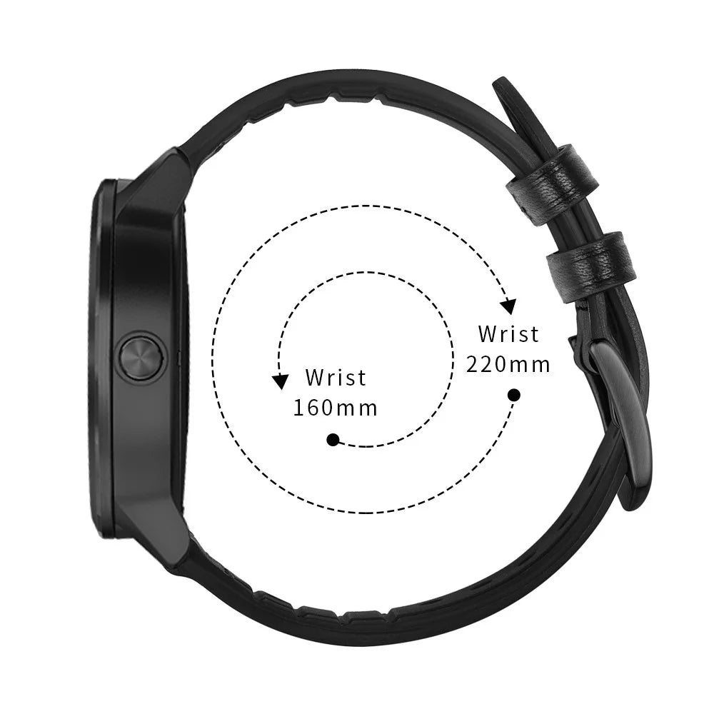 20mm Genuine Leather Coated Silicone Smart Watch Strap for Garmin Vivoactive 3/Vivomove HR - Black - 5