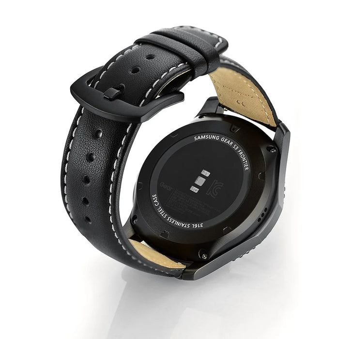 22mm Genuine Leather Smart Watchband Strap Replacement for Samsung Gear S3 Classic/Gear S3 Frontier - Black - 3