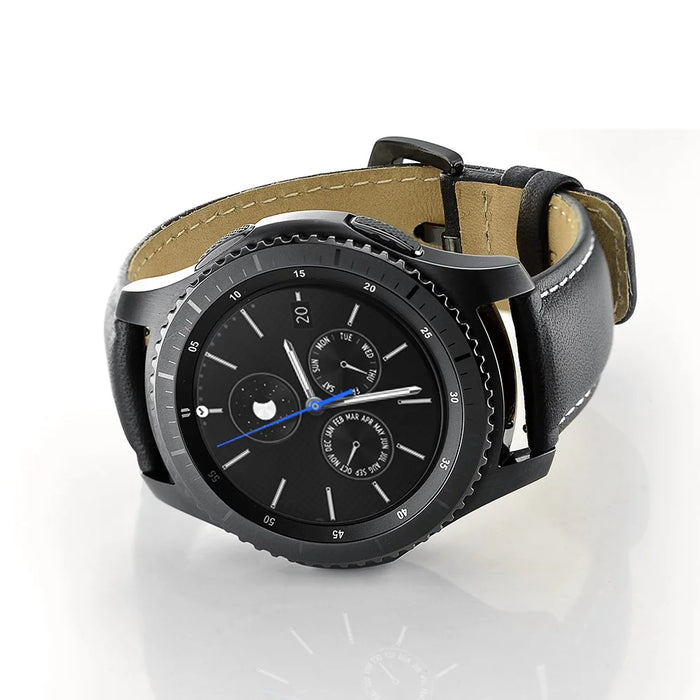 22mm Genuine Leather Smart Watchband Strap Replacement for Samsung Gear S3 Classic/Gear S3 Frontier - Black - 4