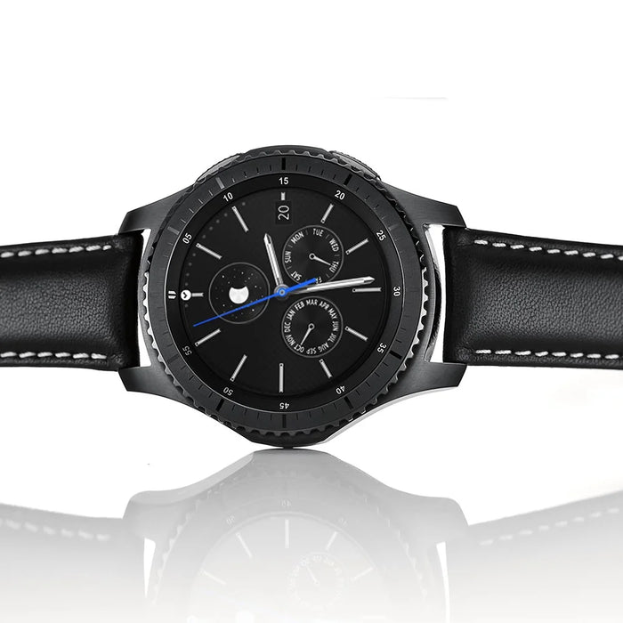 22mm Genuine Leather Smart Watchband Strap Replacement for Samsung Gear S3 Classic/Gear S3 Frontier - Black - 6