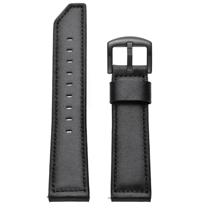 For Samsung Gear S3 Classic/S3 Frontier Genuine Leather Watch Strap Replacement Band 22mm - Black - 7