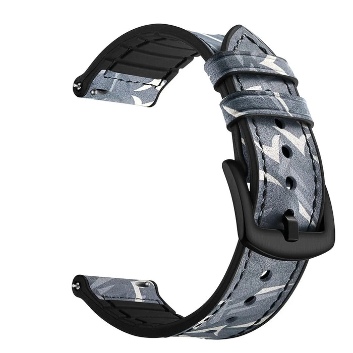 22mm Silicone + Leather Camouflage Watch Strap for Samsung Gear S3 Classic/S3 Frontier - Thorns Black - 1