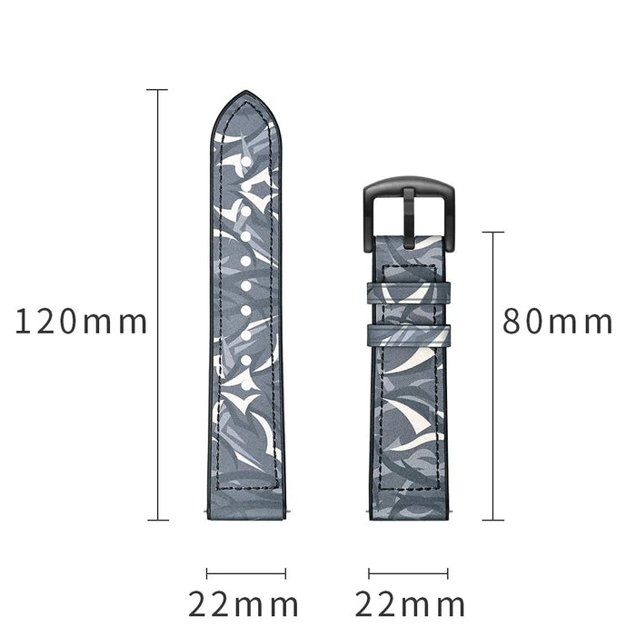 22mm Silicone + Leather Camouflage Watch Strap for Samsung Gear S3 Classic/S3 Frontier - Thorns Black - 5