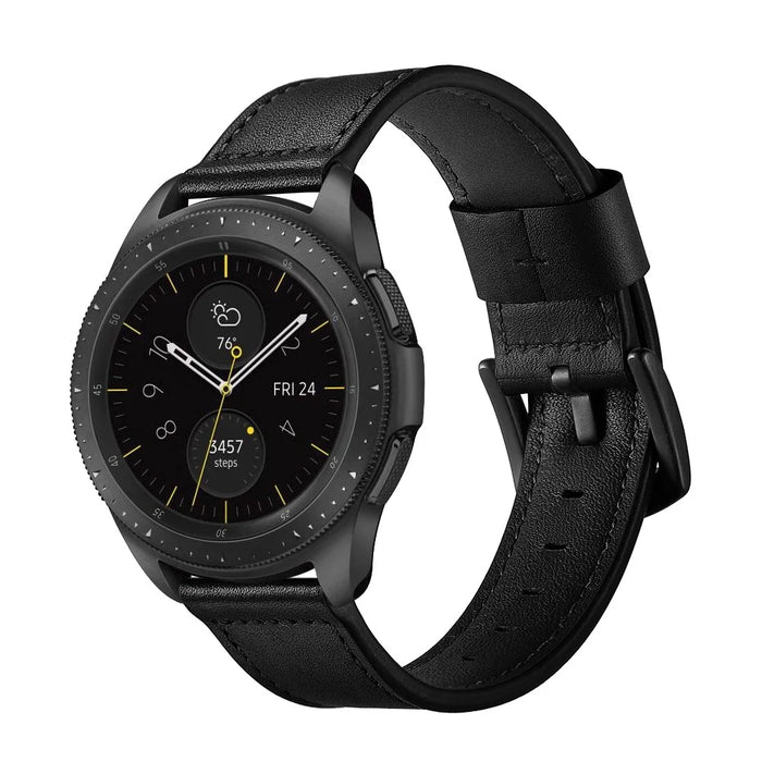 For Samsung Gear S3 Classic/S3 Frontier 22mm Knife Tail Genuine Leather Watch Strap Replacement Band - Black - 2