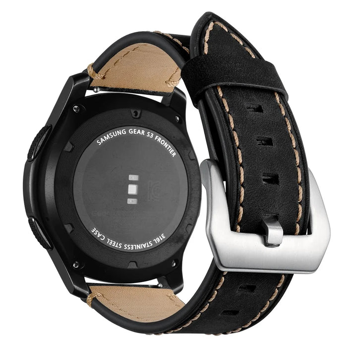 22mm Genuine Leather Watch Strap for Samsung Gear S3 Classic / S3 Frontier - Black - 3