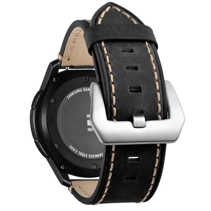 22mm Genuine Leather Watch Strap for Samsung Gear S3 Classic / S3 Frontier - Black - 4