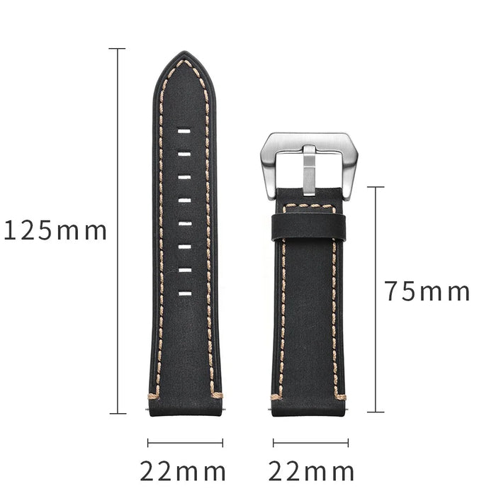 22mm Genuine Leather Watch Strap for Samsung Gear S3 Classic / S3 Frontier - Black - 5