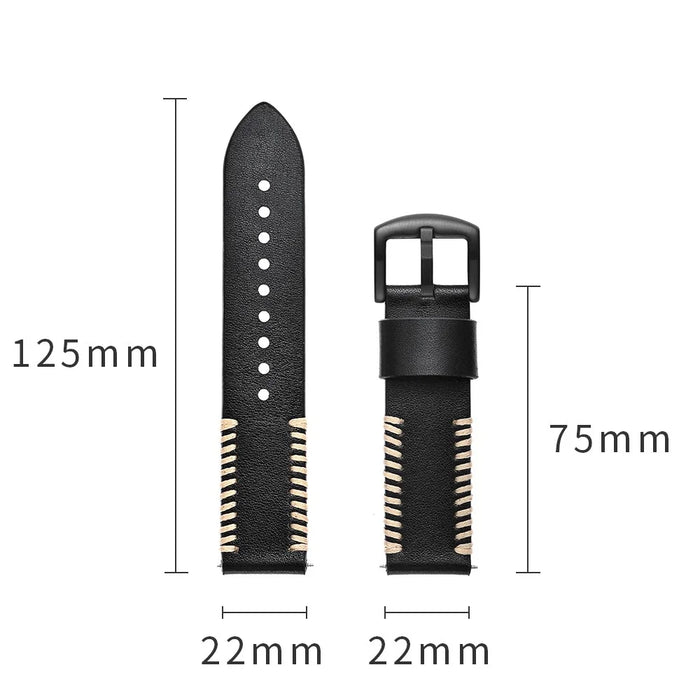 22mm Top Layer Cowhide Leather Watch Strap Watchband Replacement for Samsung Gear S3 Classic/S3 Frontier - Black - 4