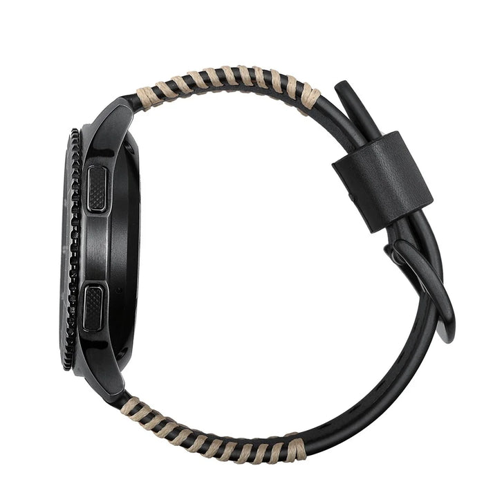 22mm Top Layer Cowhide Leather Watch Strap Watchband Replacement for Samsung Gear S3 Classic/S3 Frontier - Black - 5