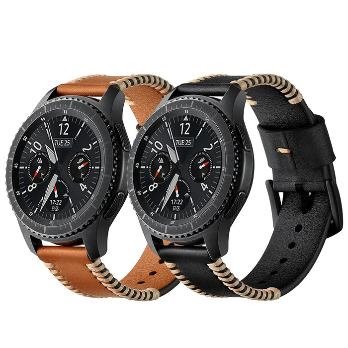 22mm Top Layer Cowhide Leather Watch Strap Watchband Replacement for Samsung Gear S3 Classic/S3 Frontier - Black - 6