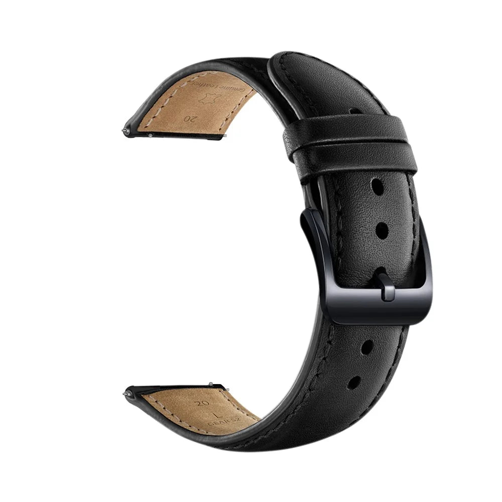 20mm Premium Genuine Leather Smart Watch Strap Replacement for Huawei Watch 2 - Black - 1