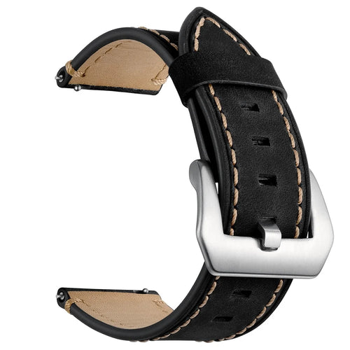 22mm Genuine Leather Watch Strap Smart Watch Band for Huawei Watch GT / Watch 2 / Watch Magic - Black - 1