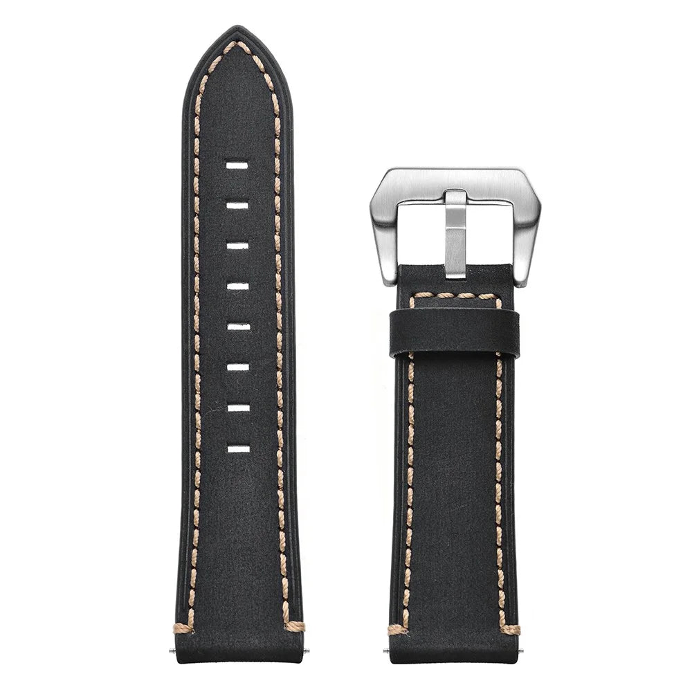 22mm Genuine Leather Watch Strap Smart Watch Band for Huawei Watch GT / Watch 2 / Watch Magic - Black - 5