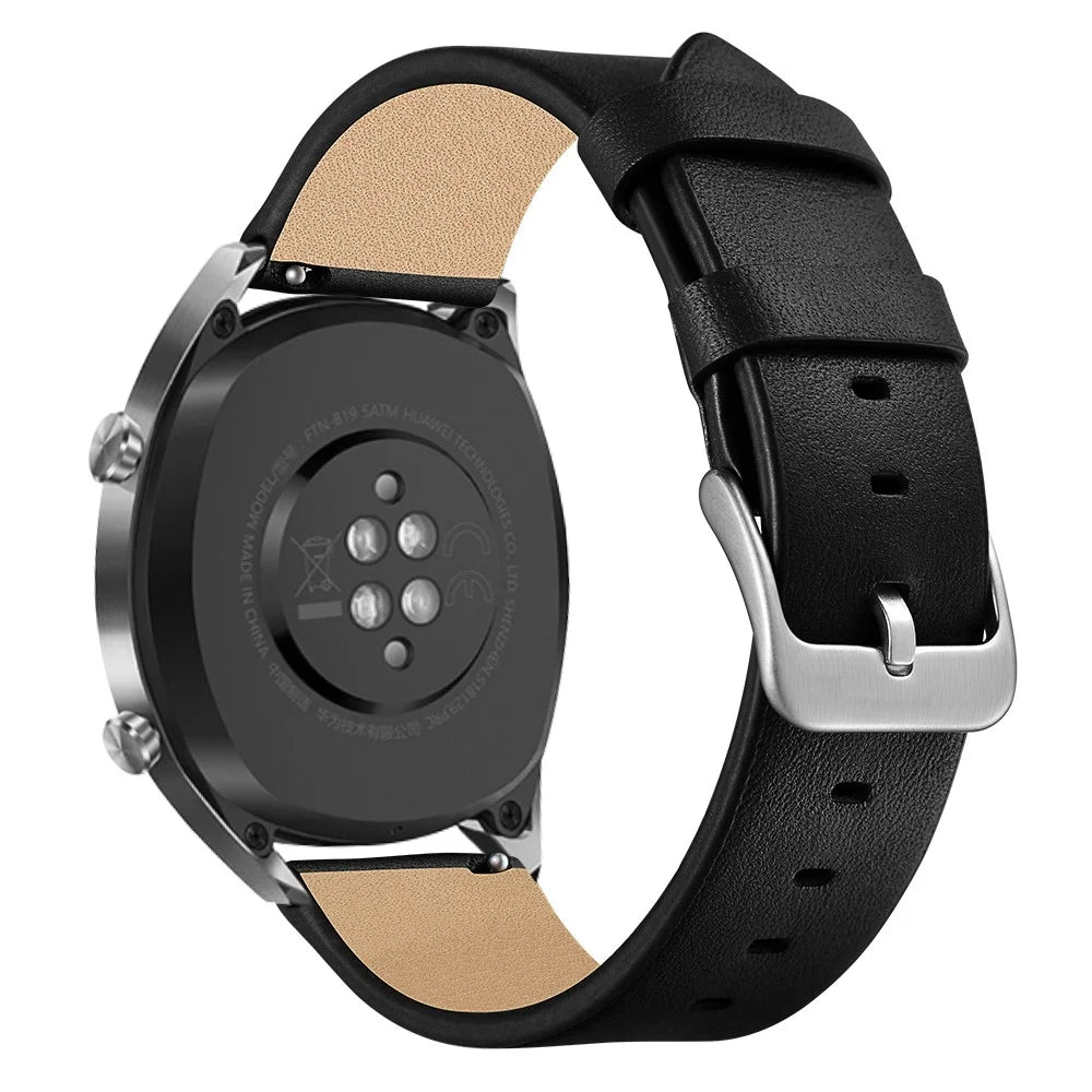 22mm Genuine Leather Watch Strap Smart Watch Band for Huawei Watch GT / Watch Magic / Watch 2 - Black - 2