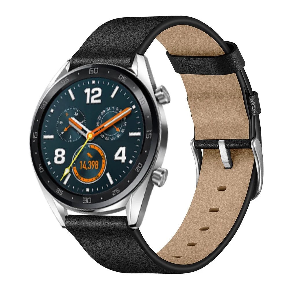 22mm Genuine Leather Watch Strap Smart Watch Band for Huawei Watch GT / Watch Magic / Watch 2 - Black - 4