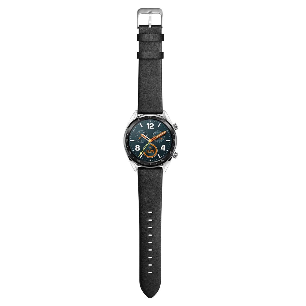 22mm Genuine Leather Watch Strap Smart Watch Band for Huawei Watch GT / Watch Magic / Watch 2 - Black - 5