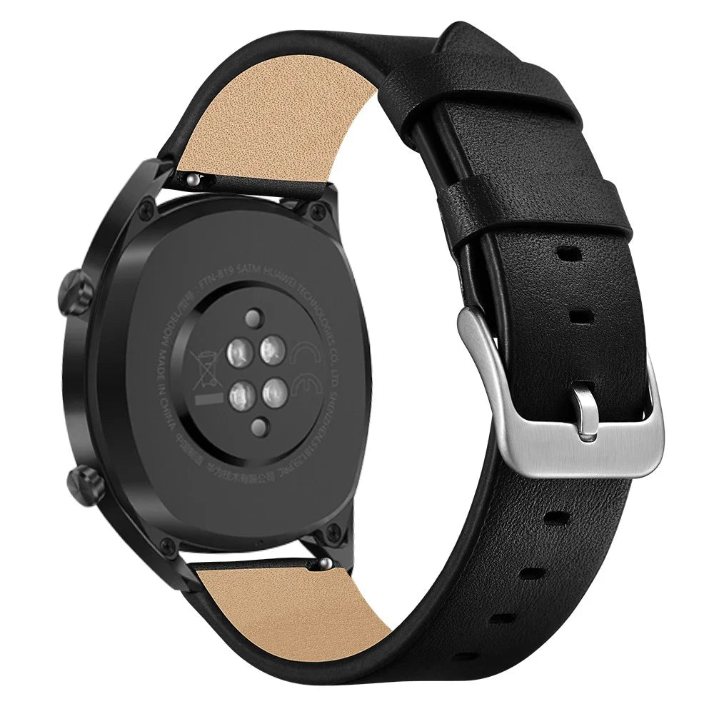 22mm Genuine Leather Watch Strap Smart Watch Band for Huawei Watch GT / Watch Magic / Watch 2 - Black - 6