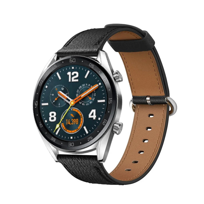 22mm Top Genuine Leather Soft Smart Watch Strap Replacement for Huawei Watch GT1 / 2 / Watch Magic - Black - 2