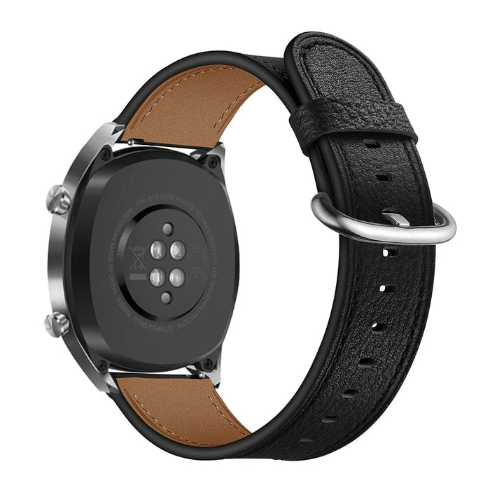 22mm Top Genuine Leather Soft Smart Watch Strap Replacement for Huawei Watch GT1 / 2 / Watch Magic - Black - 6