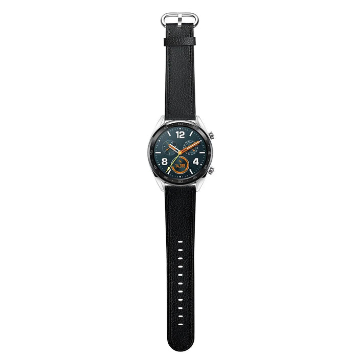 22mm Top Genuine Leather Soft Smart Watch Strap Replacement for Huawei Watch GT1 / 2 / Watch Magic - Black - 7