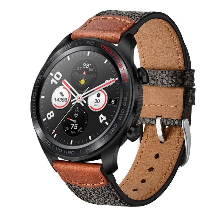 22mm Genuine Leather Stone Texture Watch Strap Replacement for Huawei Watch GT1 / 2 / Watch Magic - 2