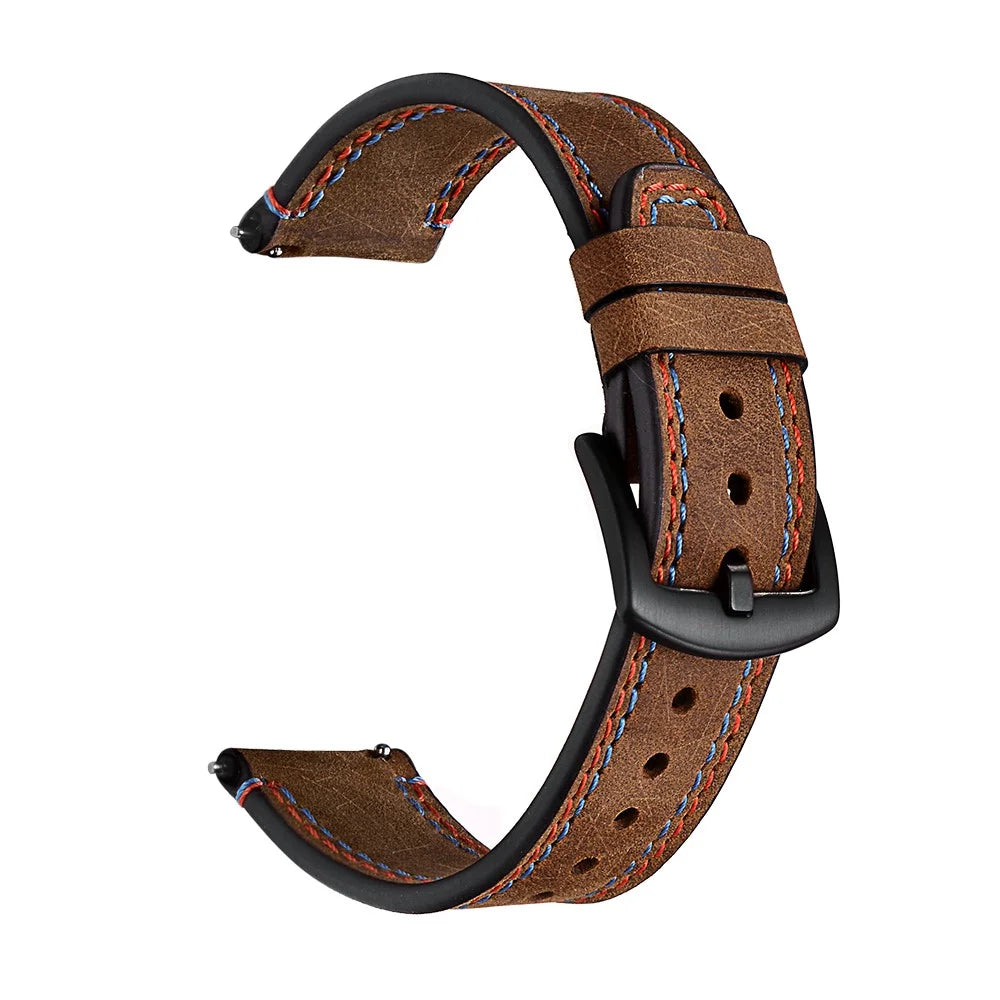 22mm Dual-Stitching Design Genuine Leather Crazy Horse Texture Watch Strap for Huawei Watch GT / Watch 2 / Watch Magic - 1