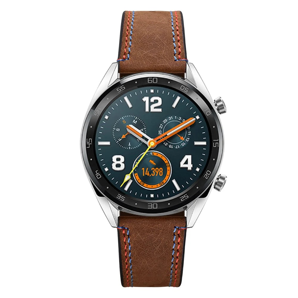22mm Dual-Stitching Design Genuine Leather Crazy Horse Texture Watch Strap for Huawei Watch GT / Watch 2 / Watch Magic - 3