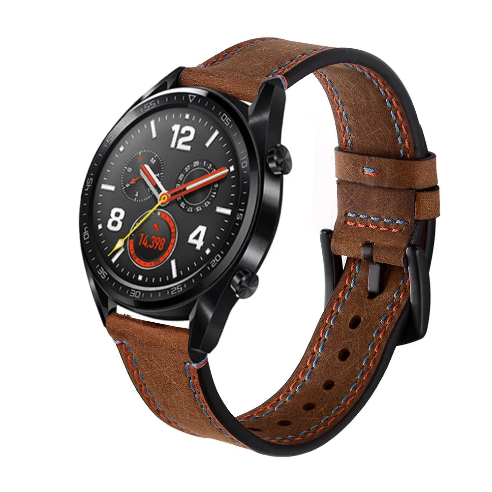 22mm Dual-Stitching Design Genuine Leather Crazy Horse Texture Watch Strap for Huawei Watch GT / Watch 2 / Watch Magic - 4
