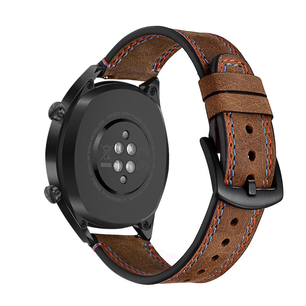 22mm Dual-Stitching Design Genuine Leather Crazy Horse Texture Watch Strap for Huawei Watch GT / Watch 2 / Watch Magic - 5