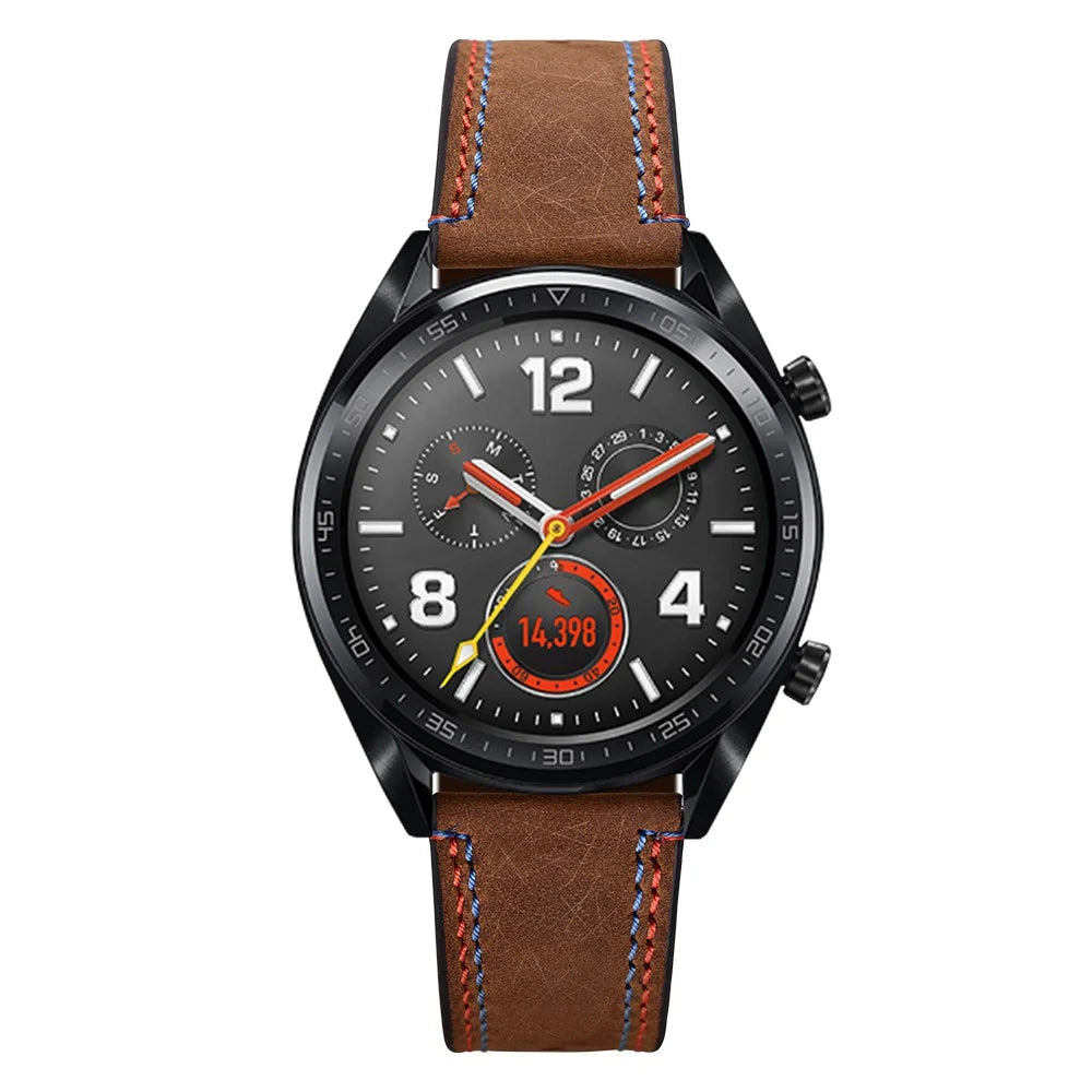 22mm Dual-Stitching Design Genuine Leather Crazy Horse Texture Watch Strap for Huawei Watch GT / Watch 2 / Watch Magic - 6