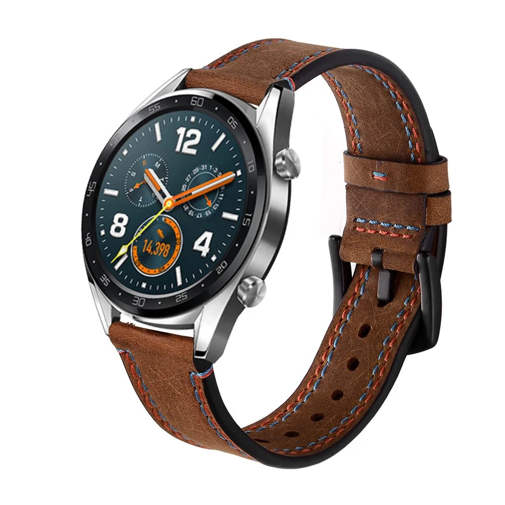 22mm Dual-Stitching Design Genuine Leather Crazy Horse Texture Watch Strap for Huawei Watch GT / Watch 2 / Watch Magic - 7