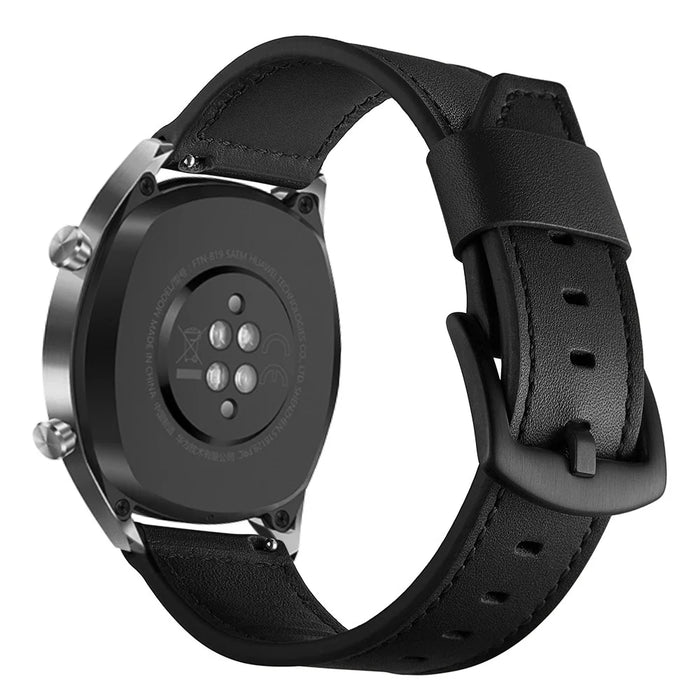 22mm Quality Genuine Leather Watch Strap Replacement for Huawei Watch GT / Watch 2 / Watch Magic - Black - 5