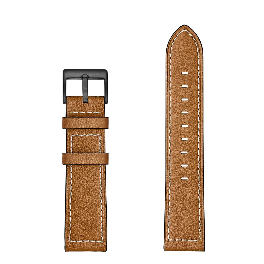 22mm Stitching Decor Genuine Leather Watch Strap Bracelet Wristband for Huawei Watch GT / Watch 2 / Watch Magic - Light Brown - 3